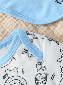 男嬰卡通圖案連體衣和短褲