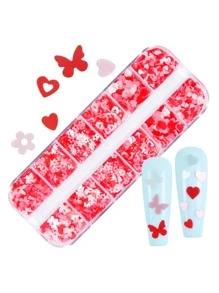 情人节粉色爱心花朵美甲装饰 - 彩色 - 查看 3