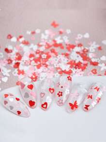 情人节粉色爱心花朵美甲装饰 - 彩色 - 查看 5
