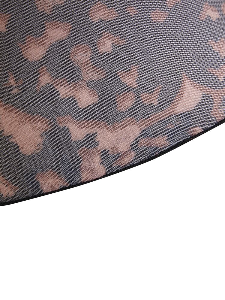 SHEIN LUNE שקוף קשירה וצביעה קז'ואל חולצה במידה גדולה - חום - ראה 4