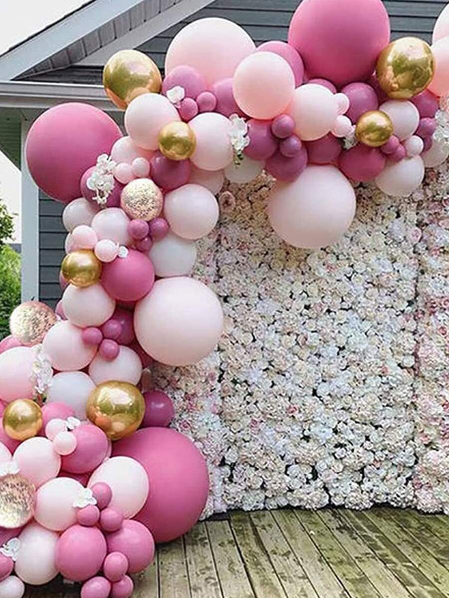 94 piezas Set de color metálico guirnalda de globos - Rosa - Ver 1