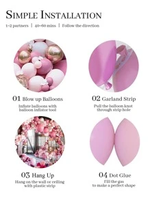 94 piezas Set de color metálico guirnalda de globos - Rosa - Ver 3