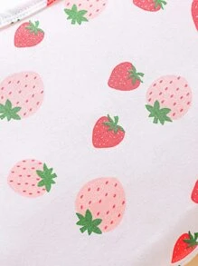 Newborn Baby 2pcs Strawberry Print Romper - Multicolor - View 4