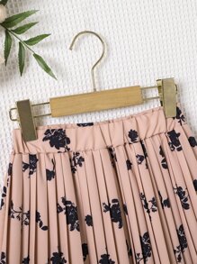 Girls Floral Print Pleated Skirt - Dusty Pink - View 4