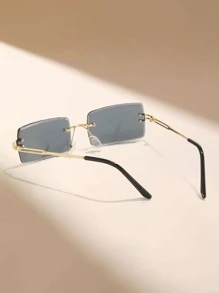 1 cặp kính thời trang nam ống kính vuông không gọng, cho mùa hè - Màu xám đen - Xem 3