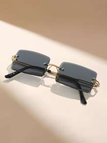 1 cặp kính thời trang nam ống kính vuông không gọng, cho mùa hè - Màu xám đen - Xem 2