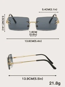 1 cặp kính thời trang nam ống kính vuông không gọng, cho mùa hè - Màu xám đen - Xem 4