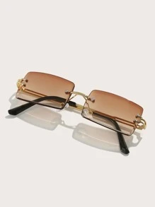 Cặp Kính Vuông Thời Trang Boho Không Gọng Cho Nam, Dành Cho Mùa Hè - màu nâu - Xem 2