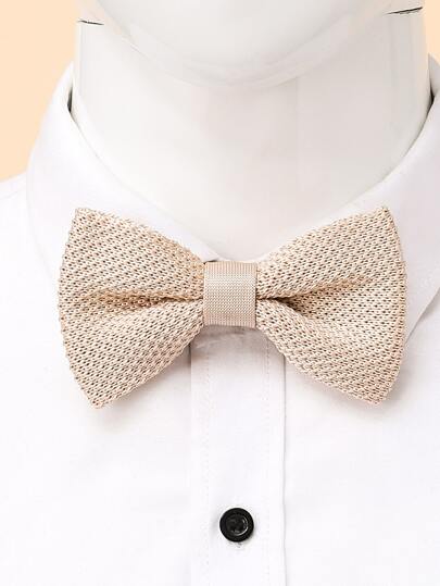 1pc Men Single Layer Korean Style Champagne Color Knitted Bow Tie, Suitable For Party, Wedding Men Necktie