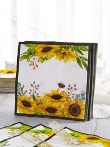 25入組向日葵圖案餐巾紙