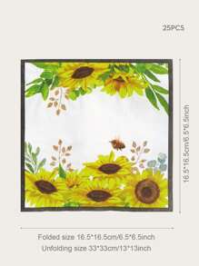 25入組向日葵圖案餐巾紙