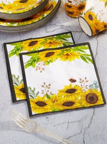 25入組向日葵圖案餐巾紙