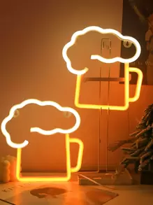 1 pieza de logotipo de luz de neón Led en forma de cerveza, fuente de alimentación USB/batería luz de neón con interruptor dormitorio boda fiesta de cumpleaños juego casa decoración de pared - Multicolor - Ver 1