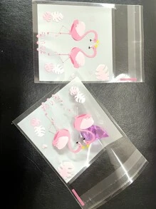 100入組火烈鳥圖案透明禮品袋 - 彩色 - 查看 2