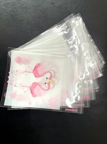 100入組火烈鳥圖案透明禮品袋 - 彩色 - 查看 3