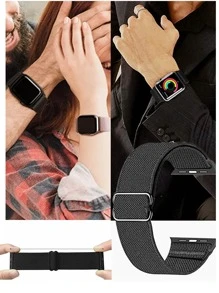 1pc Black Colors Elastic Loop Compatible With Apple Watch Band 38mm40mm41mm 42mm44mm45mm49mm Adjustable Replacement Bracelets Compatible With Apple Watch Strap Ultra Series 9 8 7 6 5 4 3 2 1, 18mm20mm22mm Universal Nylon Braided Strap Compatible With Samsung Galaxy Watch 6/5/4 40mm 44mm,Stretchy Strap Compatible With Galaxy Watch 5 Pro Band 45mm/Watch 4 Classic/6classic 42mm 46mm/Active 2/ Watch/Amazfit Watch/Garmin Smart Watch,Soft Adjustable Nylon Breathable Sport Band For Fitbit Versa2 Versa3/4/Charge5/Charge6 Watch Bands