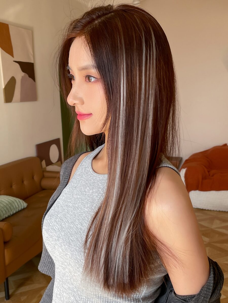 DAZY 2pcs Straight Synthetic Hair Extension - Grey - View 1