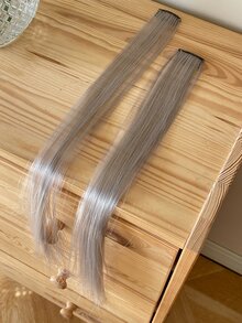 DAZY 2pcs Straight Synthetic Hair Extension - Grey - View 3