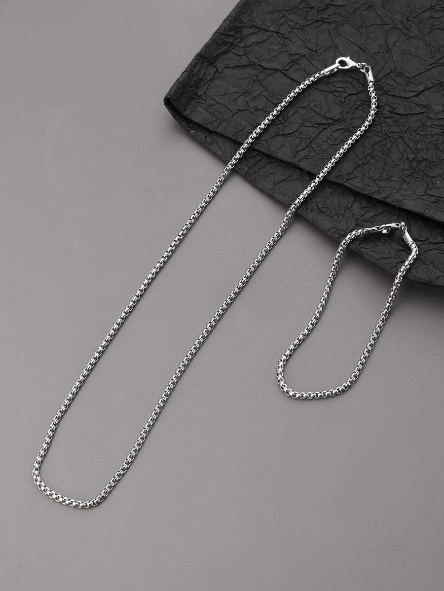 2pcs/set Men Minimalist Jewelry Set - Silver - View 1