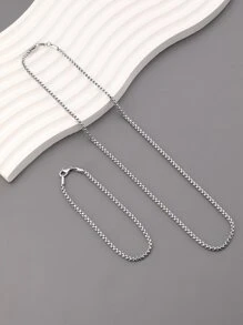 2pcs/set Men Minimalist Jewelry Set - Silver - View 2