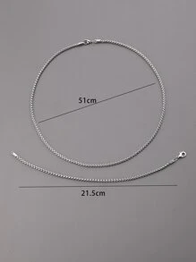 2pcs/set Men Minimalist Jewelry Set - Silver - View 3