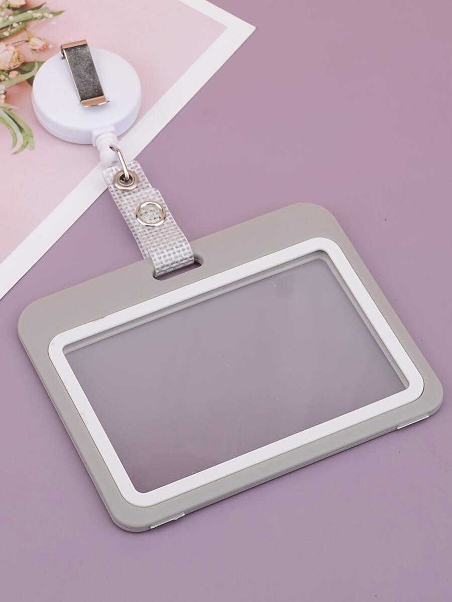 1pc ID Card Holder With Buckle Back To School - Grey - View 1
