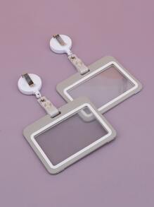 1pc ID Card Holder With Buckle Back To School - Grey - View 5