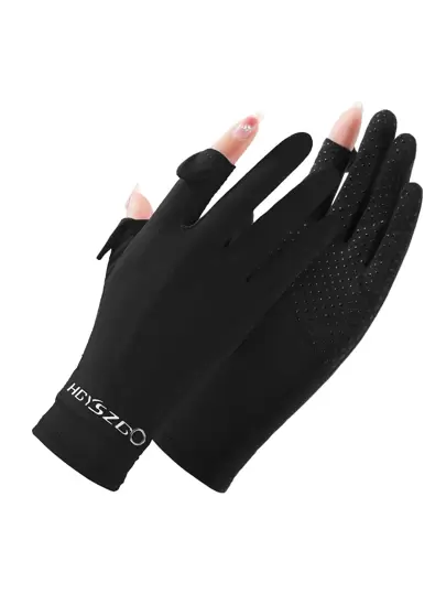 1 双运动防晒手套，适合骑自行车、骑摩托车和滑雪，黑色手套