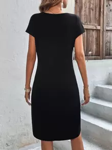 SHEIN Clasi 素色弧形下擺T恤連衣裙