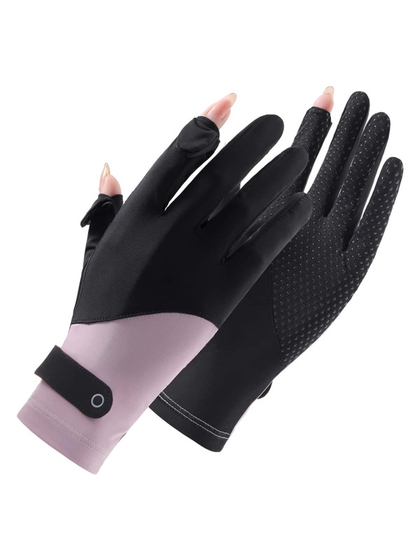 1pair Sports Sun Protection Gloves,Suitable For Cycling,Riding Motorcycle And Skiing,Black Gloves