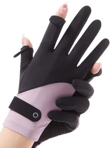 1 双运动防晒手套，适合骑自行车、骑摩托车和滑雪，黑色手套