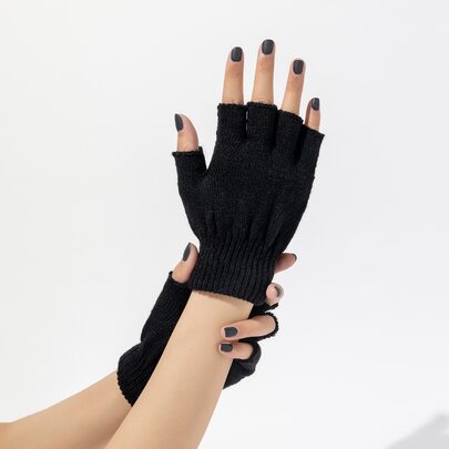 Solid Fingerless Gloves