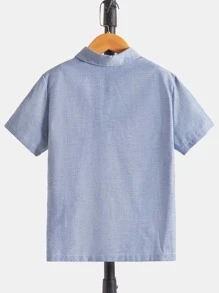 SHEIN 男孩格紋印花POLO衫