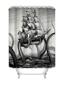 Rèm tắm hoa văn thuyền buồm, Rèm phòng tắm polyester chống thấm nước hiện đại, - Nhiều màu - Xem 2