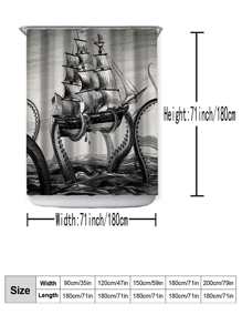 Rèm tắm hoa văn thuyền buồm, Rèm phòng tắm polyester chống thấm nước hiện đại, - Nhiều màu - Xem 3