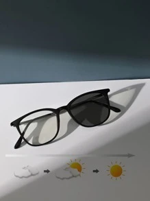 方形光致變色太陽眼鏡 - 黑色 - 查看 1