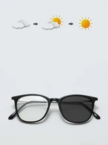 方形光致變色太陽眼鏡 - 黑色 - 查看 3