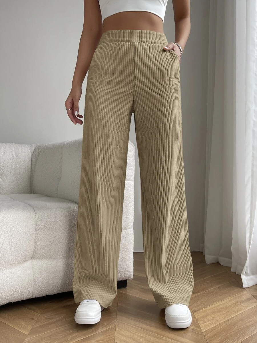 SHEIN EZwear 斜口袋闊腿褲