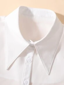 1pc Women's White Pointed Collar Chiffon Fashionable False Collar Back To School Accessories Women - White - View 4