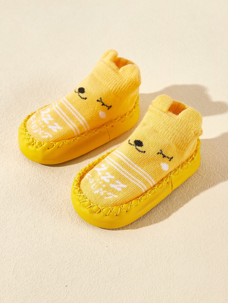 1 par de calcetines antideslizantes con diseño de dibujos animados para bebé, para gateo en interiores, diseño con puntos antideslizantes - Multicolor - Ver 1