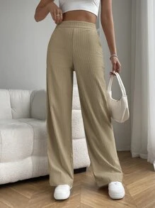 SHEIN EZwear 斜口袋闊腿褲