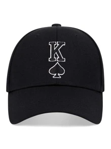 AR 男款卡通刺繡調節式棒球帽,適用於日常生活和戶外休閒 - 黑色 - 查看 4