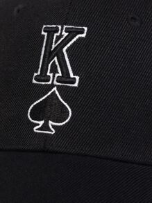 AR 男款卡通刺繡調節式棒球帽,適用於日常生活和戶外休閒 - 黑色 - 查看 5