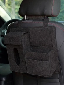 1入組素色車座後背收納袋 - 黑色 - 查看 2