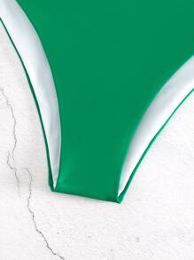 水鑽鉚釘高腰泳衣下裝 - 綠色 - 查看 4