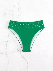 水鑽鉚釘高腰泳衣下裝 - 綠色 - 查看 5