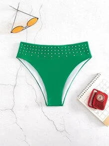 水鑽鉚釘高腰泳衣下裝 - 綠色 - 查看 6