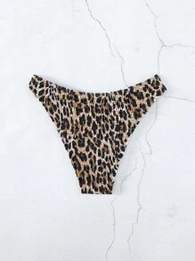 豹紋印花打褶鋼圈泳衣下裝 - 彩色 - 查看 2