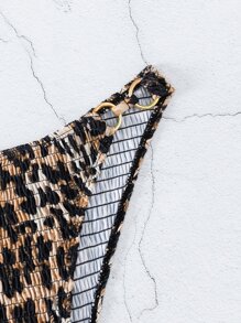 豹紋印花打褶鋼圈泳衣下裝 - 彩色 - 查看 3