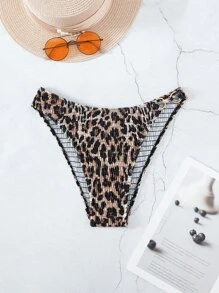 豹紋印花打褶鋼圈泳衣下裝 - 彩色 - 查看 6